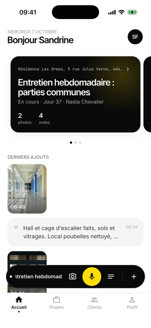 L'accueil d'un pro, quel que soit son métier : l'entretien des parties communes d'une résidence, la pose d'une cuisine, d'un poêle à bois, la mise aux normes d'un tableau électrique, puis la pose d'un gazon en rouleaux, avec le projet en cours et les derniers ajouts